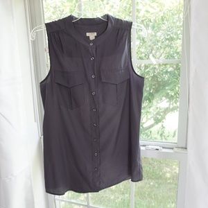 J. Crew Factory Shirt Button up Sleeveless Size 4 Gray